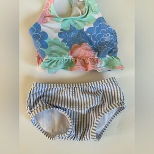 Rufflebutts Floral and Striped Baby Swim Set